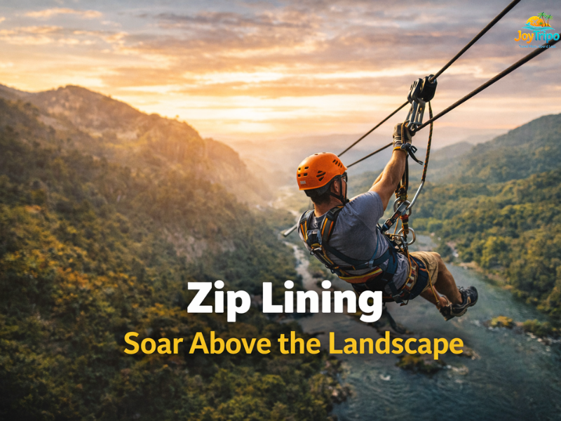 Adventure Activities in Rishikesh: Zip lining soar above the landscape 