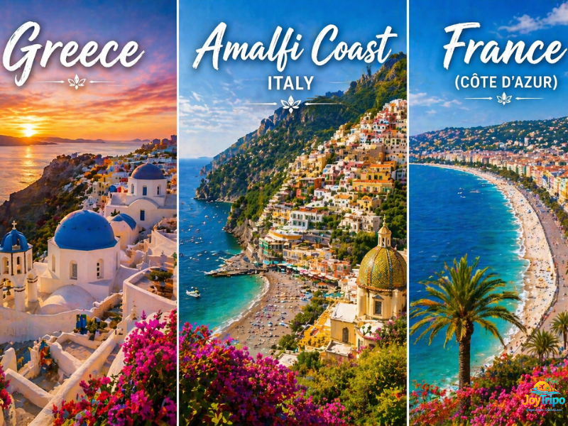 Top Summer Destinations in the World: Greece amalfi coast, france 